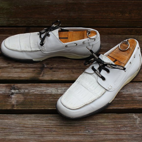 Mauri White Crocodile and Calf Driving Shoe, Size 43, made in Italy, EUC - Picture 12 of 12
